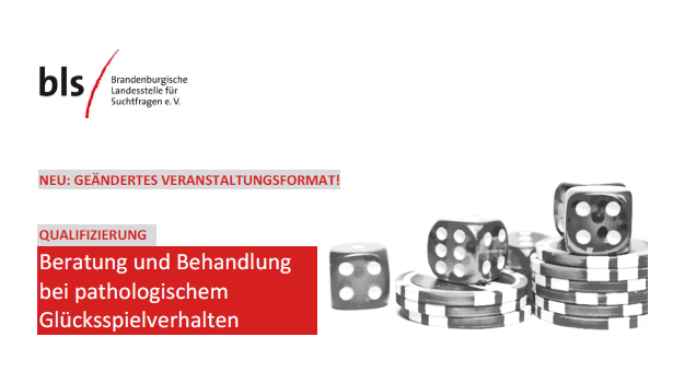 Titelbild des Flyers zur Qualifizierungsreihe Beratung und Behandlung bei pathologischem Glücksspielverhalten